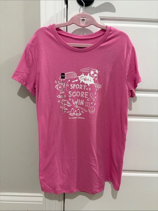 Under Armour Other - Under Armour Pink Youth Crewneck Graphic Tee